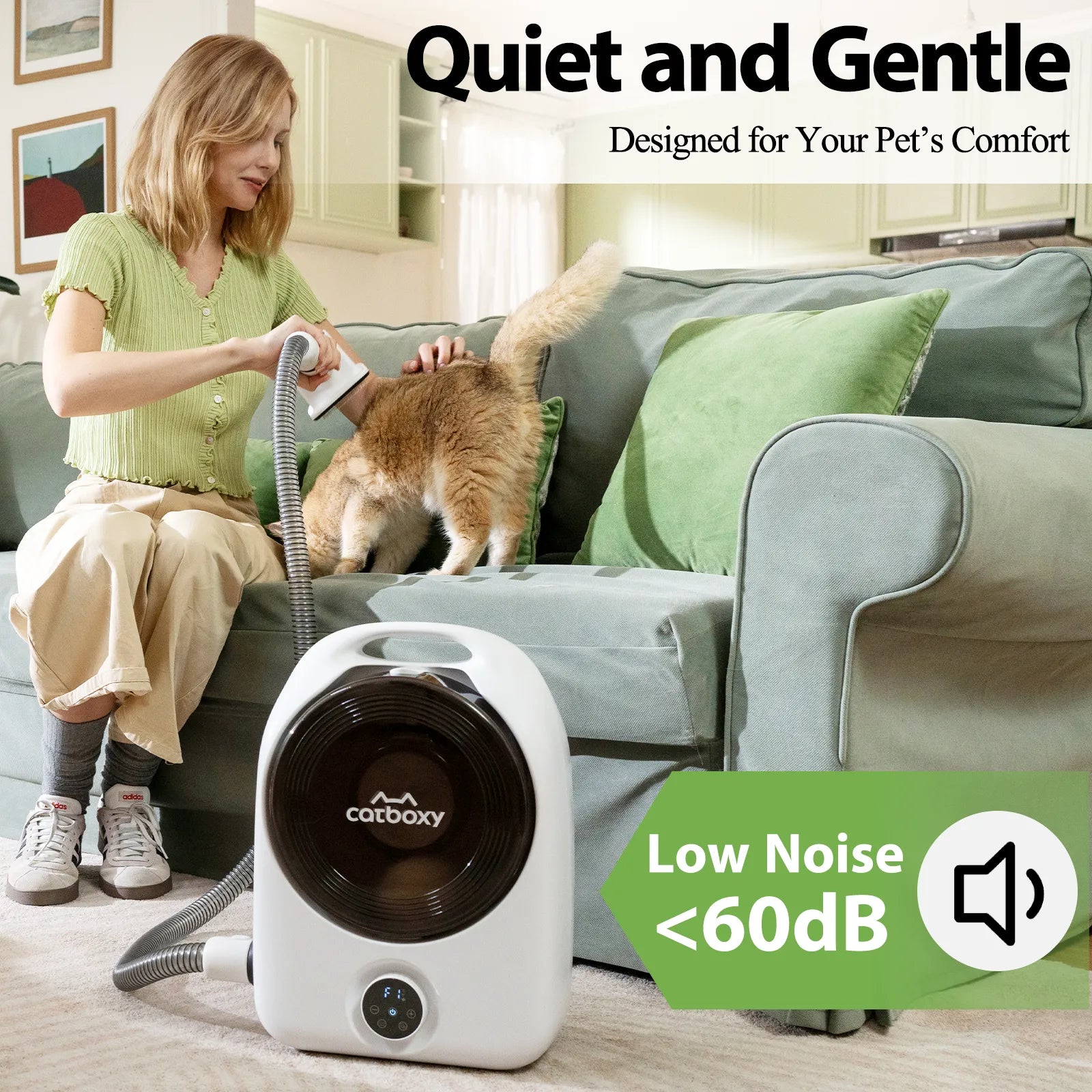 Quiet 5-in-1 Pet Grooming Kit – Vacuum & Blow Dryer for Cats